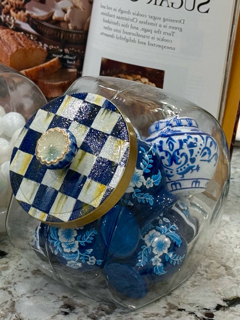 Royal Check cookie jar glass canister 1 gallon size
